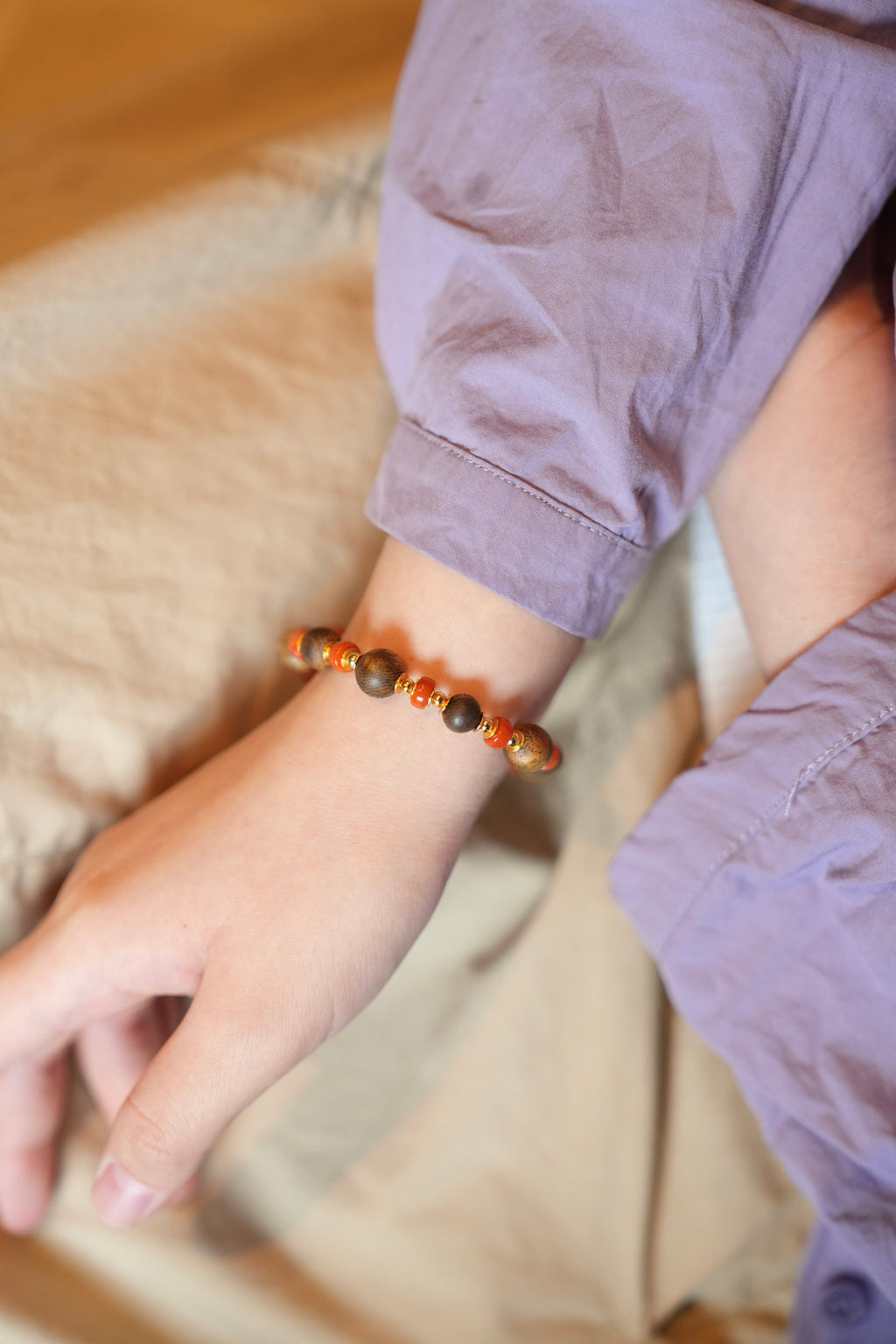 Kynam Agarwood Bracelet, South Red Agate, 6-14mm