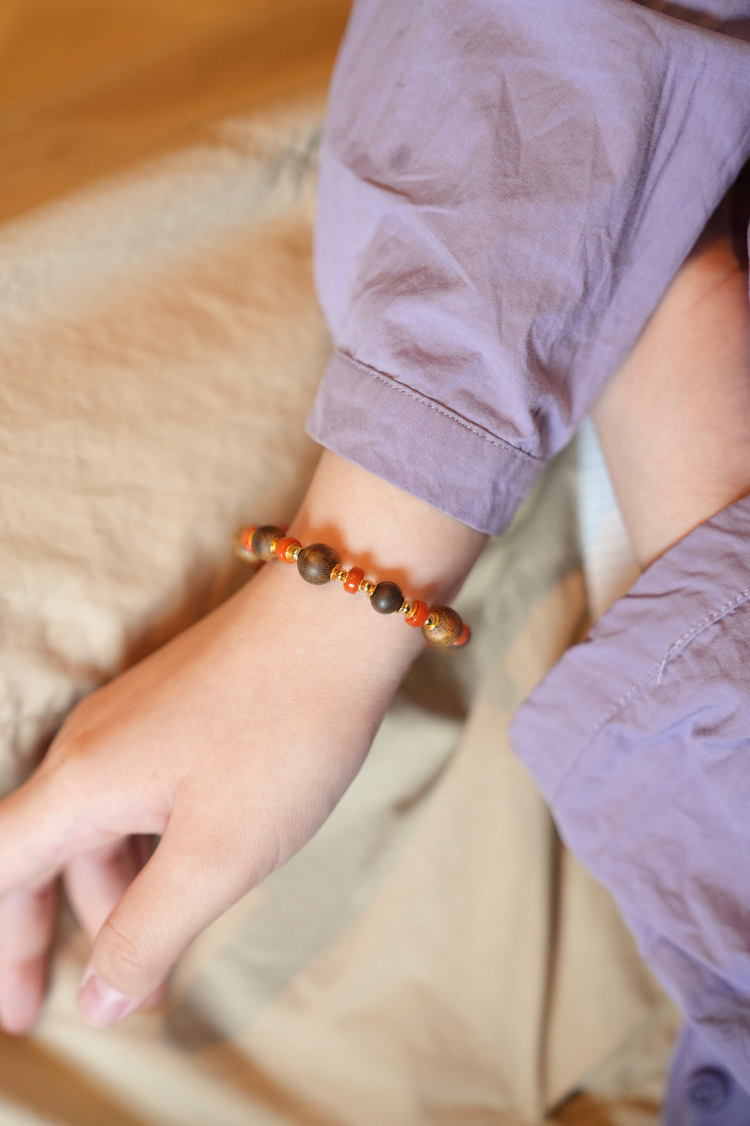 Kynam Agarwood Bracelet, South Red Agate, 6-14mm