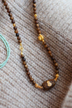 Kynam Agarwood Necklace, Turquoise & Turtle Charms, 60 cm, Detachable