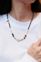 Kynam Agarwood Necklace, Freshwater Pearl, Turquoise & Carnelian