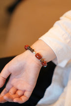 Kynam Agarwood Bracelet, South Red Agate & Turquoise