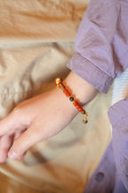 Kynam Agarwood Bracelet, South Red Agate Barrels & Beads