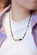 Kynam Agarwood Necklace, South Red Agate, Turquoise & Wound-Silk Agate