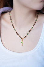 Kynam Agarwood Necklace, Ice-Green Jadeite & Carved Gourd