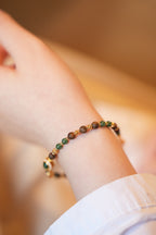 Kynam Agarwood Bracelet, Lake-Water Jadeite & Carved Ruyi, 4-5mm