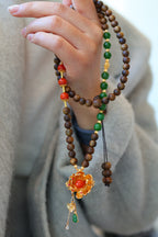 Kynam Agarwood Necklace, Jade, South Red Agate & Lotus Pendant
