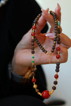 Kynam Agarwood Necklace, South Red Agate, Jadeite & Turquoise, 56cm