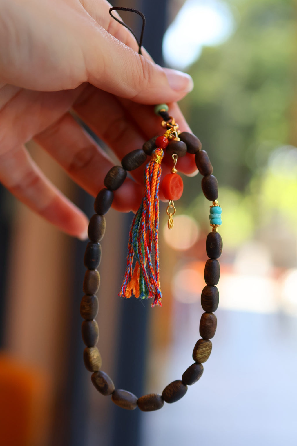 Kynam Agarwood Phone Charm, Turquoise & South Red Agate