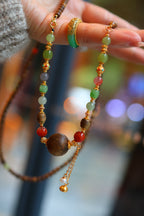 Kynam Agarwood Necklace, Jade, Carnelian, 16mm Focal Bead