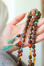 Kynam Agarwood Bracelet, Worm-Bore Beads, Five-Stone Accent & Tassel