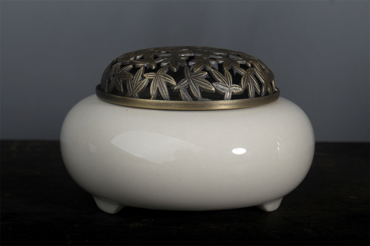 Ceramic Incense Seal Set, White Porcelain, Plant-Ash Glaze