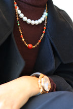 Kynam Agarwood Necklace, South Red Agate, Jadeite & Turquoise, 56cm
