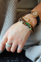 Kynam Agarwood Wrap Bracelet, Jadeite Accents, 6mm