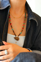 Kynam Agarwood Necklace, Carved Gourd Pendant, South Red & Jadeite