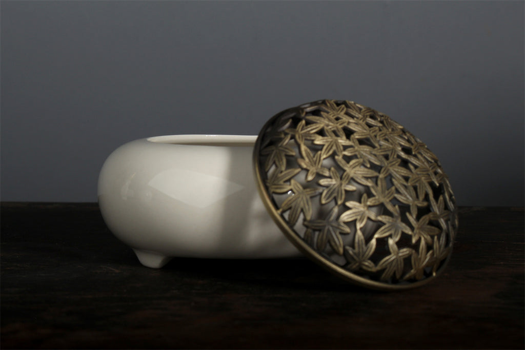 Ceramic Incense Seal Set, White Porcelain, Plant-Ash Glaze
