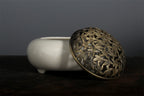 Ceramic Incense Seal Set, White Porcelain, Plant-Ash Glaze