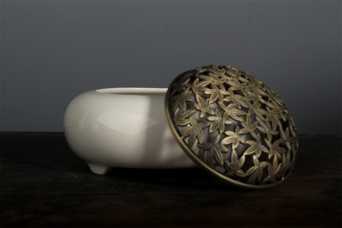 Ceramic Incense Seal Set, White Porcelain, Plant-Ash Glaze