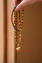 Kynam Agarwood Necklace, South Red Agate & Beeswax Amber