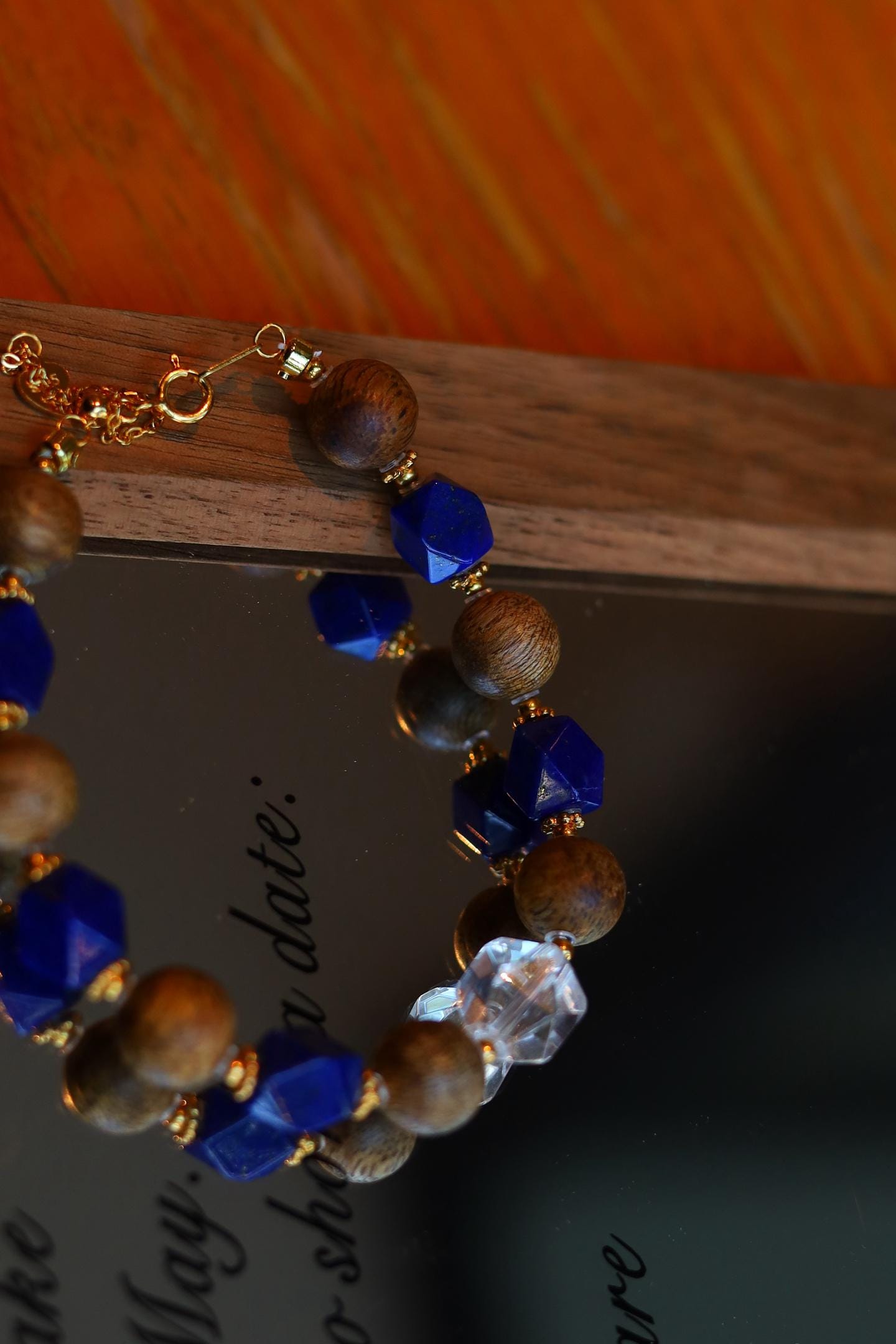Kynam Agarwood & Lapis Lazuli Bracelet, White Crystal