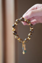Kynam Agarwood Bracelet, 12mm, Mysore Sandalwood Bone Drop