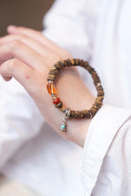 Kynam Agarwood Disc Bracelet, Citrine & South Red Agate