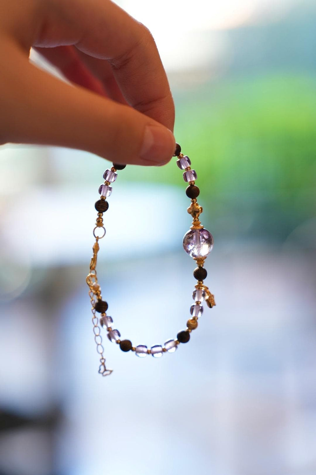 Kynam Agarwood & Amethyst Bracelet, Star Charm