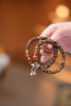 Kynam Agarwood Disc Bracelet, Citrine & South Red Agate
