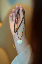 Kynam Agarwood Necklace, White Beeswax Amber Ruyi Pendant
