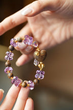 Kynam Agarwood Bracelet, Amethyst & Carved Heart-Peach Focal