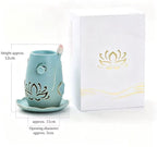 Lotus Ceramic Incense Warmer, Celadon Glaze with Candle Heating