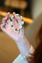 Sky-Blue Turquoise Freeform Bracelet, Agarwood & Vajra Pendant