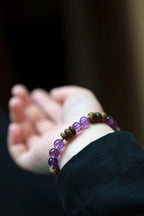 Kynam Agarwood Bracelet, Amethyst, Clear Quartz & Pearl