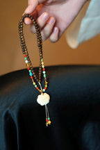 Kynam Agarwood Necklace, White Beeswax Amber Ruyi Pendant