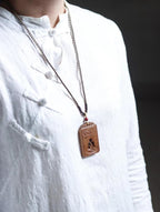 Mysore Sandalwood Charm, Hollow-Carved Buddha & Dragon