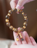 Kynam Agarwood Bracelet, 12mm, Mysore Sandalwood Bone Drop