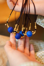 Lapis Lazuli & Agarwood Braided Necklace, Old-Mine Imperial Blue