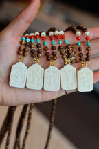 Kynam Agarwood Thangka Guardian Necklace, Turquoise & South Red
