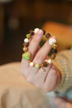 Tri-Color Turquoise Bracelet, Heart-Peach Focal & Agarwood