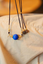 Lapis Lazuli & Agarwood Braided Necklace, Old-Mine Imperial Blue