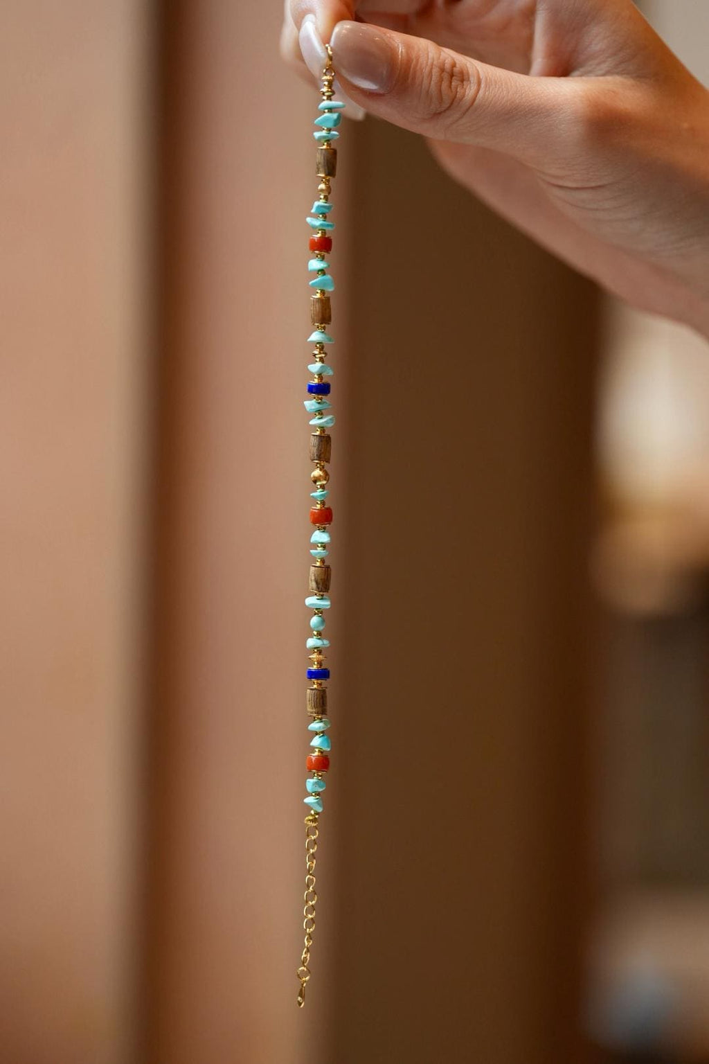 Kynam Agarwood Bracelet, Sky-Blue Turquoise, South Red & Lapis