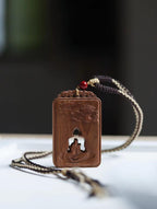 Mysore Sandalwood Charm, Hollow-Carved Buddha & Dragon