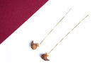 Mysore Sandalwood Earrings, Carved Dolphin, Freshwater Pearl
