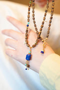 Kynam Agarwood Necklace, Old-Mine Imperial Lapis & Turquoise