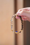 Kynam Agarwood Bracelet, Black-Gold Super Seven & Heart Sutra