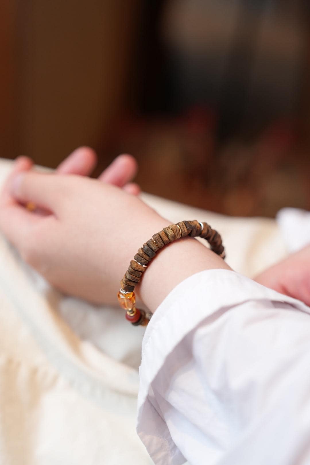 Kynam Agarwood Disc Bracelet, Citrine & South Red Agate