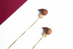 Mysore Sandalwood Earrings, Carved Dolphin, Freshwater Pearl