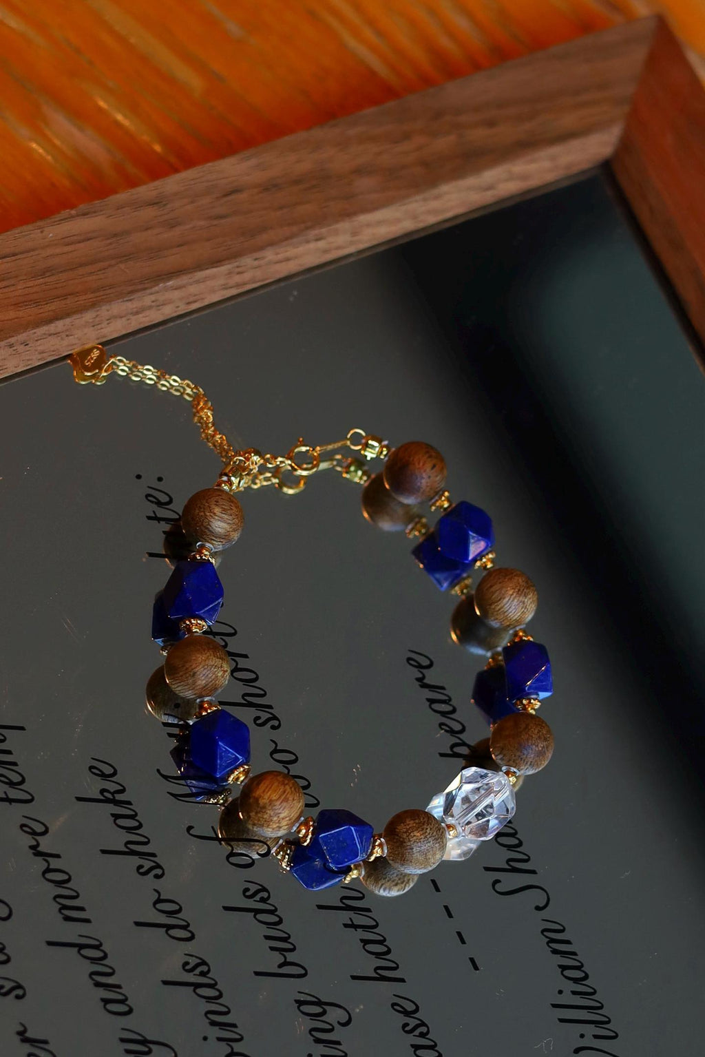 Kynam Agarwood & Lapis Lazuli Bracelet, White Crystal