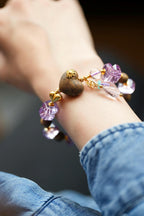 Kynam Agarwood Bracelet, Amethyst & Carved Heart-Peach Focal
