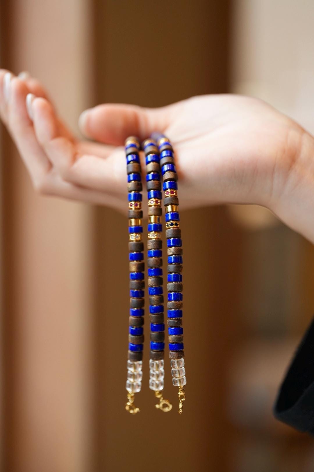 Kynam Agarwood Bracelet, Imperial Lapis Lazuli & White Crystal