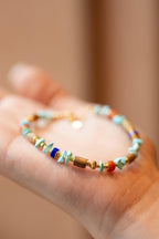 Kynam Agarwood Bracelet, Sky-Blue Turquoise, South Red & Lapis